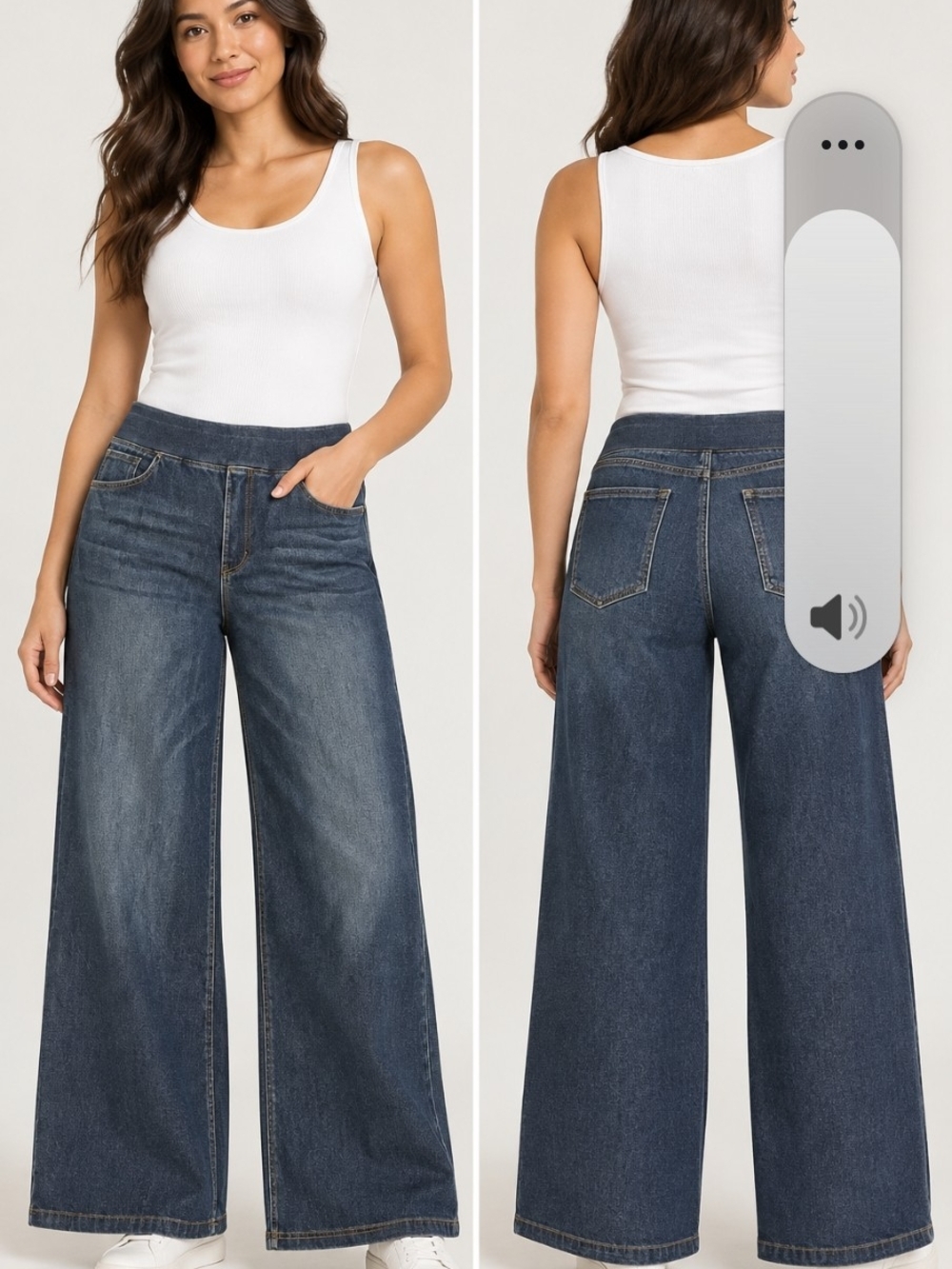 Wide Leg High-Rise Women’s Jeans - Dark Blue Size XL